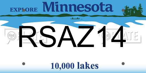 RSAZ14 Minnesota License Plate