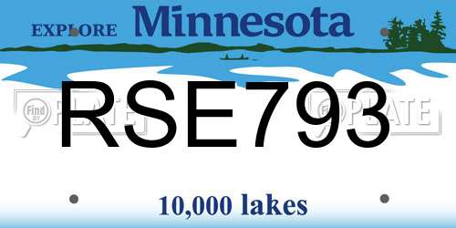 RSE793 Minnesota License Plate