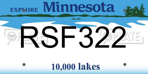 RSF322 Minnesota License Plate