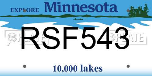RSF543 Minnesota License Plate