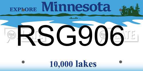 RSG906 Minnesota License Plate