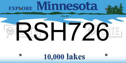 RSH726 Minnesota License Plate