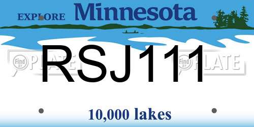 RSJ111 Minnesota License Plate