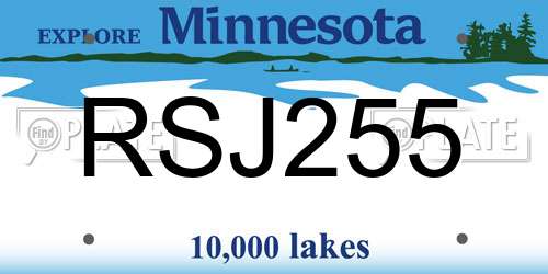 RSJ255 Minnesota License Plate