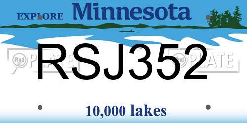 RSJ352 Minnesota License Plate