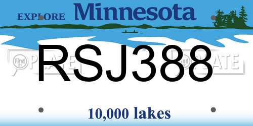 RSJ388 Minnesota License Plate