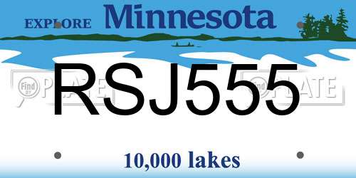 RSJ555 Minnesota License Plate
