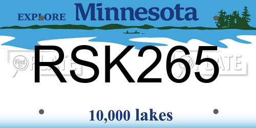 RSK265 Minnesota License Plate