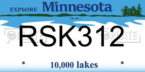 RSK312 Minnesota License Plate