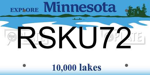 RSKU72 Minnesota License Plate