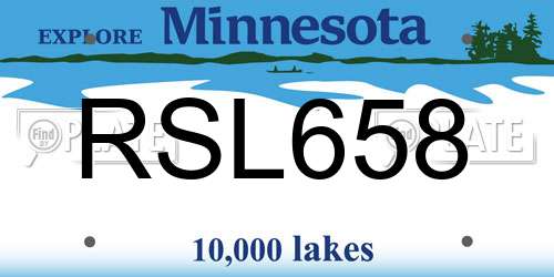 RSL658 Minnesota License Plate