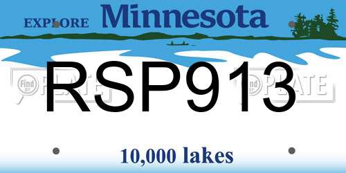 RSP913 Minnesota License Plate