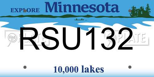 RSU132 Minnesota License Plate