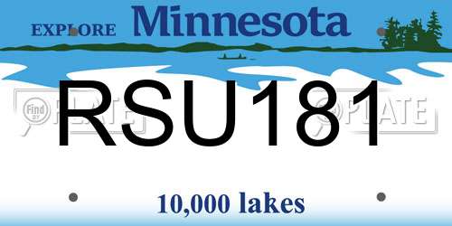 RSU181 Minnesota License Plate
