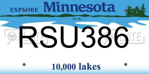 RSU386 Minnesota License Plate