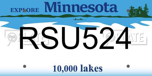 RSU524 Minnesota License Plate
