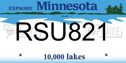 RSU821 Minnesota License Plate