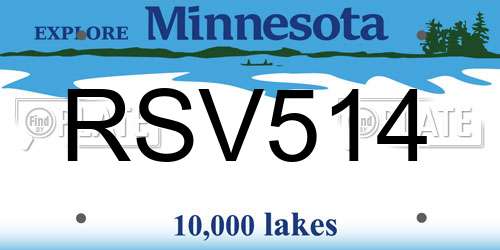 RSV514 Minnesota License Plate