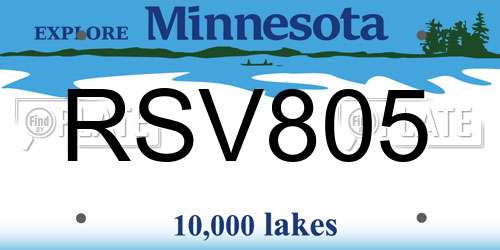 RSV805 Minnesota License Plate
