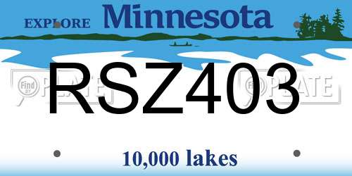RSZ403 Minnesota License Plate
