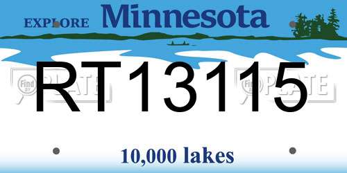 RT13115 Minnesota License Plate