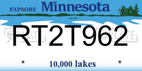 RT2T962 Minnesota License Plate