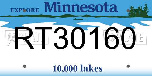 RT30160 Minnesota License Plate