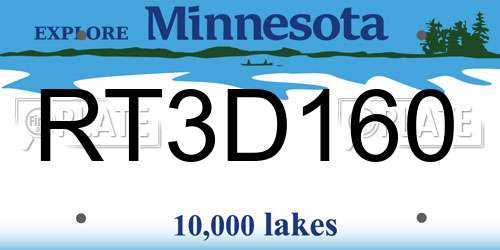 RT3D160 Minnesota License Plate