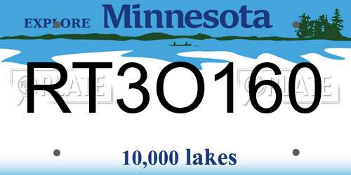 RT3O160 Minnesota License Plate