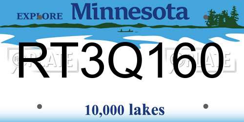 RT3Q160 Minnesota License Plate