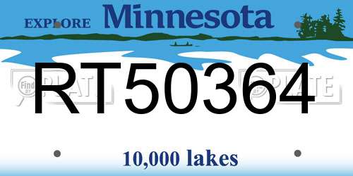 RT50364 Minnesota License Plate