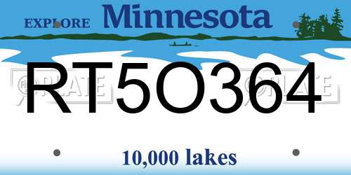 RT5O364 Minnesota License Plate
