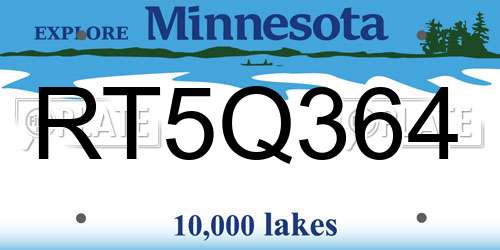 RT5Q364 Minnesota License Plate