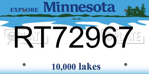 RT72967 Minnesota License Plate