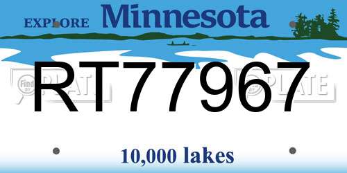 RT77967 Minnesota License Plate