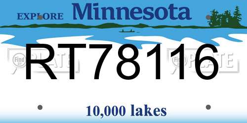 RT78116 Minnesota License Plate