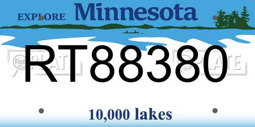 RT88380 Minnesota License Plate