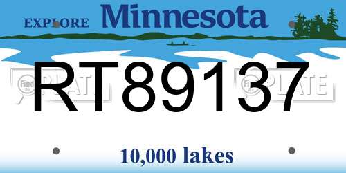 RT89137 Minnesota License Plate