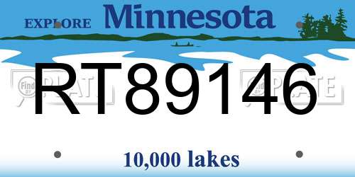 RT89146 Minnesota License Plate