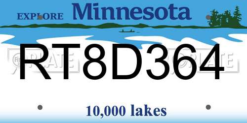 RT8D364 Minnesota License Plate