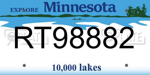 RT98882 Minnesota License Plate