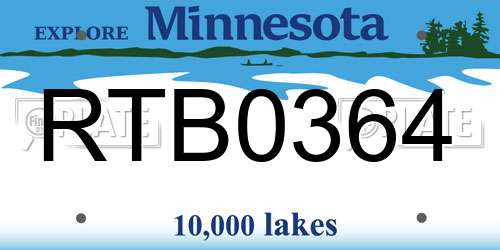 RTB0364 Minnesota License Plate