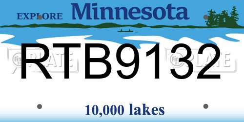 RTB9132 Minnesota License Plate
