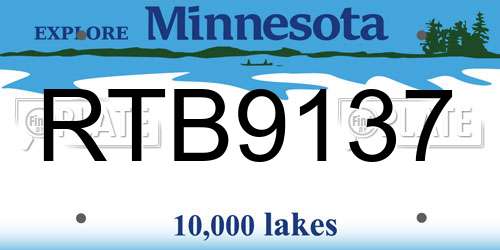 RTB9137 Minnesota License Plate