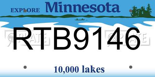 RTB9146 Minnesota License Plate