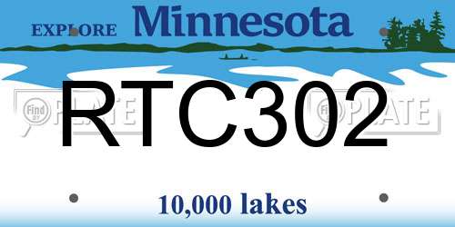 RTC302 Minnesota License Plate