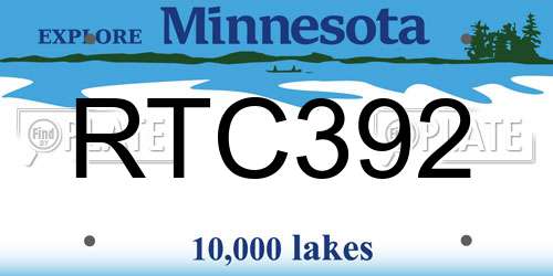 RTC392 Minnesota License Plate
