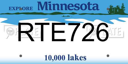 RTE726 Minnesota License Plate