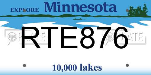 RTE876 Minnesota License Plate