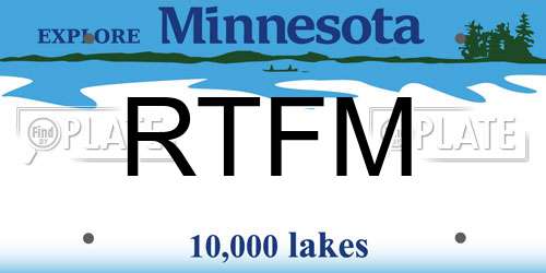 RTFM Minnesota License Plate